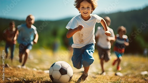 Kids playing in soccer football © neirfy