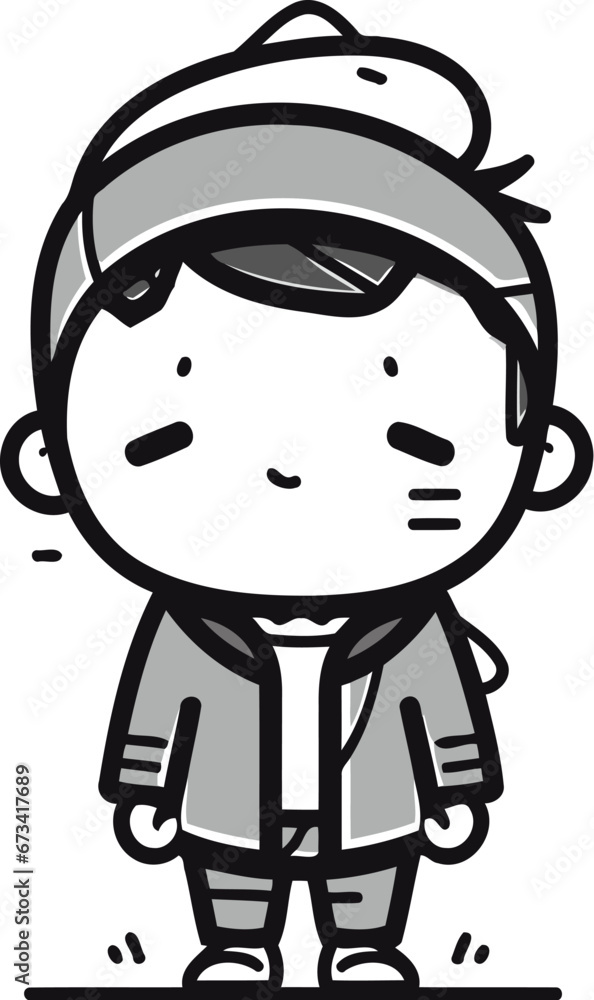 Cartoon little boy wearing warm clothes and cap. Vector illustration. Cartoon little boy wearing warm clothes and cap. Vector illustration.