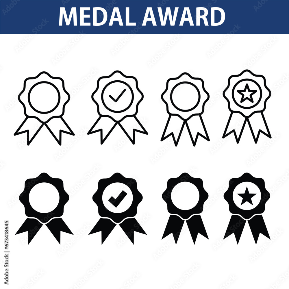 Medal Award Trophy set icon logo design vector template illustration. EPS 10 Medal Award Trophy set icon logo design vector template illustration. EPS 10