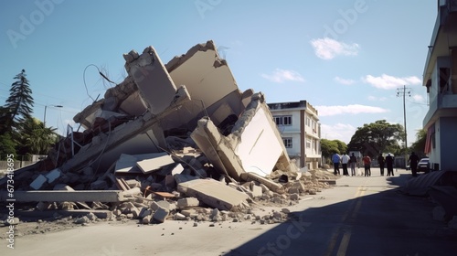 Earthquake effects. Collapses houses.