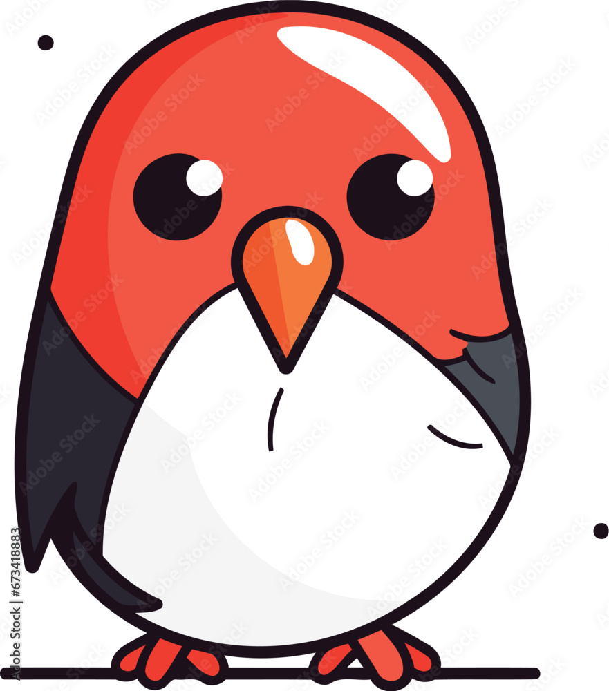 Cute little red bird isolated on white background. Vector illustration. Cute little red bird isolated on white background. Vector illustration.