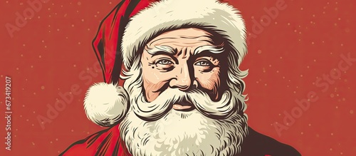 Retro Clip Art depicts Santa Claus indicating or gesturing towards something photo
