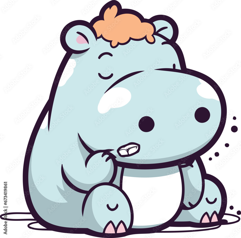 Cute cartoon hippo. Vector illustration isolated on white background. Cute cartoon hippo. Vector illustration isolated on white background.