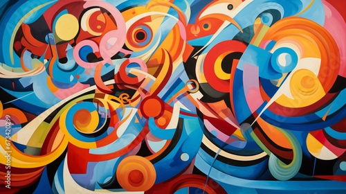 A riot of colors and shapes in an abstract masterpiece, a true celebration of artistic diversity.