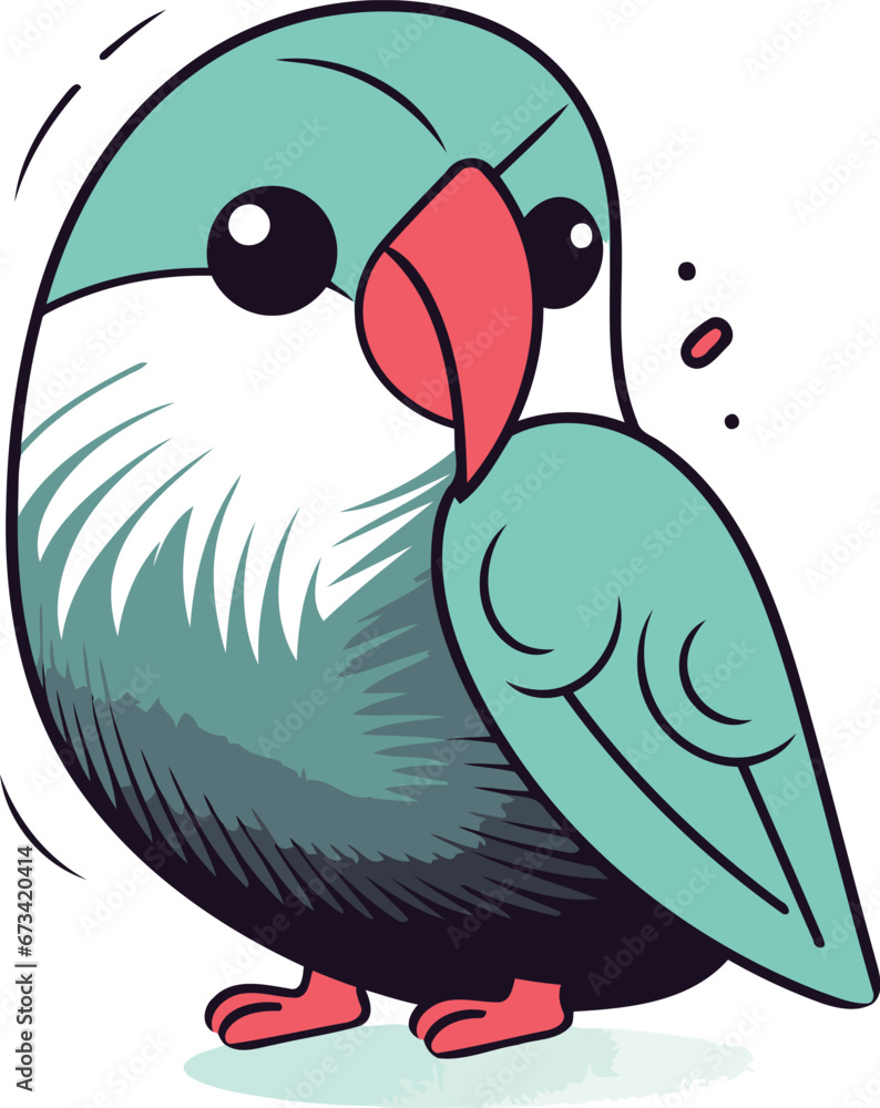 Cute cartoon parrot. Vector illustration isolated on white background. Cute cartoon parrot. Vector illustration isolated on white background.