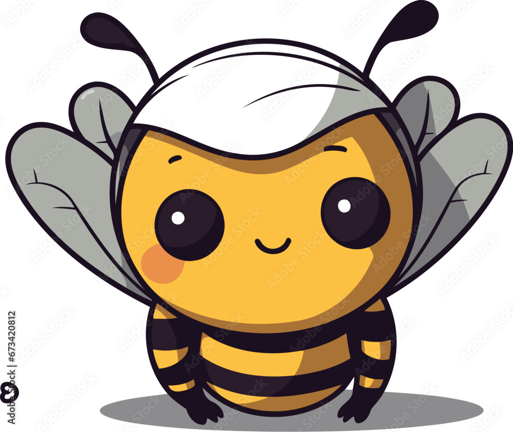 Cute bee character cartoon style vector illustration. Insect animal mascot. Cute bee character cartoon style vector illustration. Insect animal mascot.