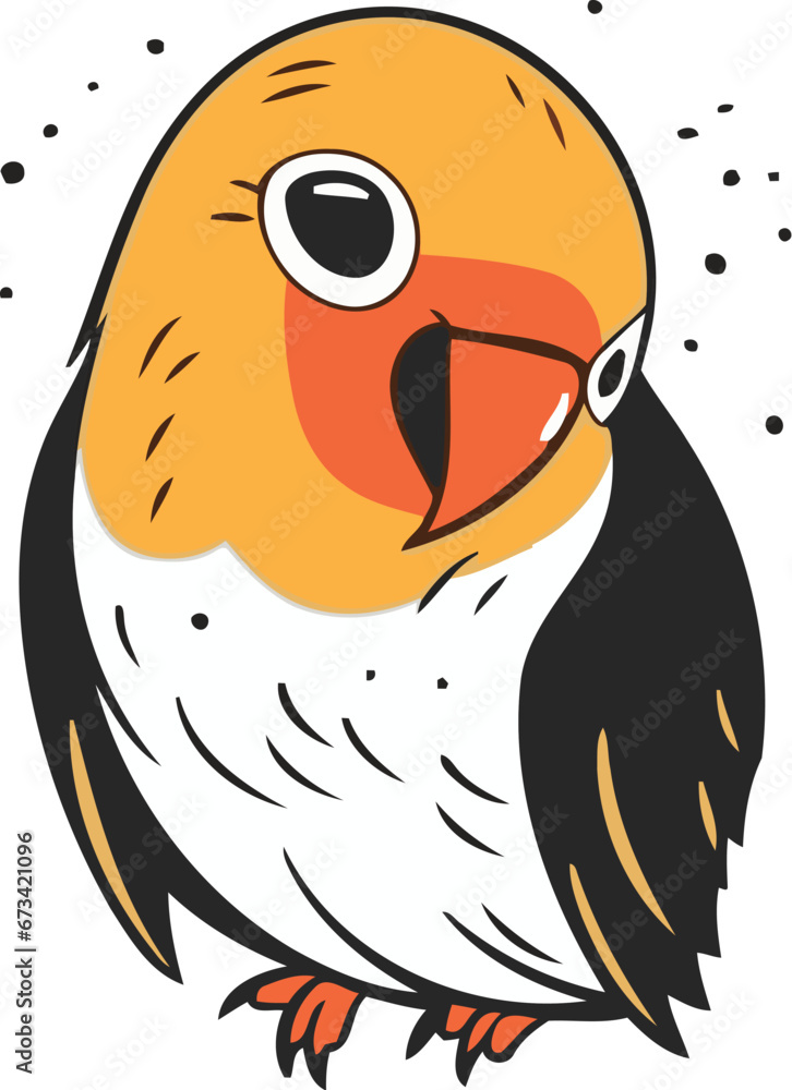 Cute parrot isolated on white background. Hand drawn vector illustration. Cute parrot isolated on white background. Hand drawn vector illustration.
