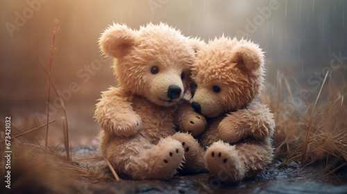 A heartwarming embrace between two adorable teddy bears © shahrukh