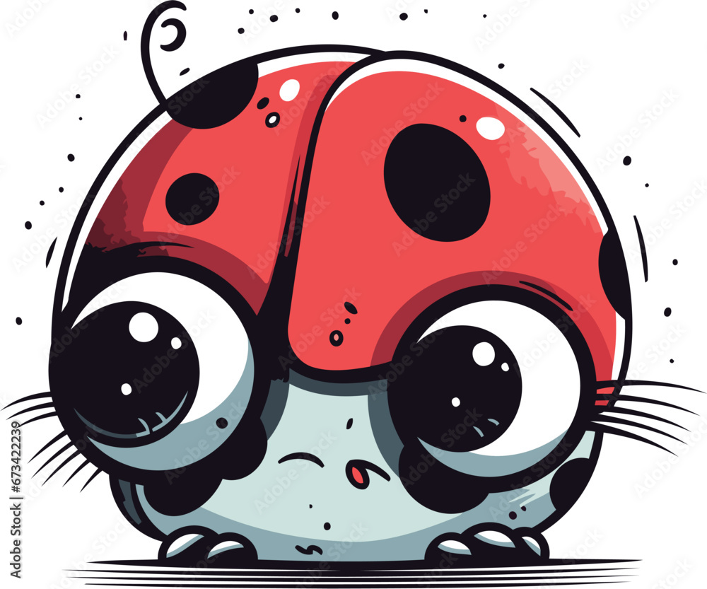 Obraz premium Cute cartoon ladybug isolated on white background. Vector illustration.