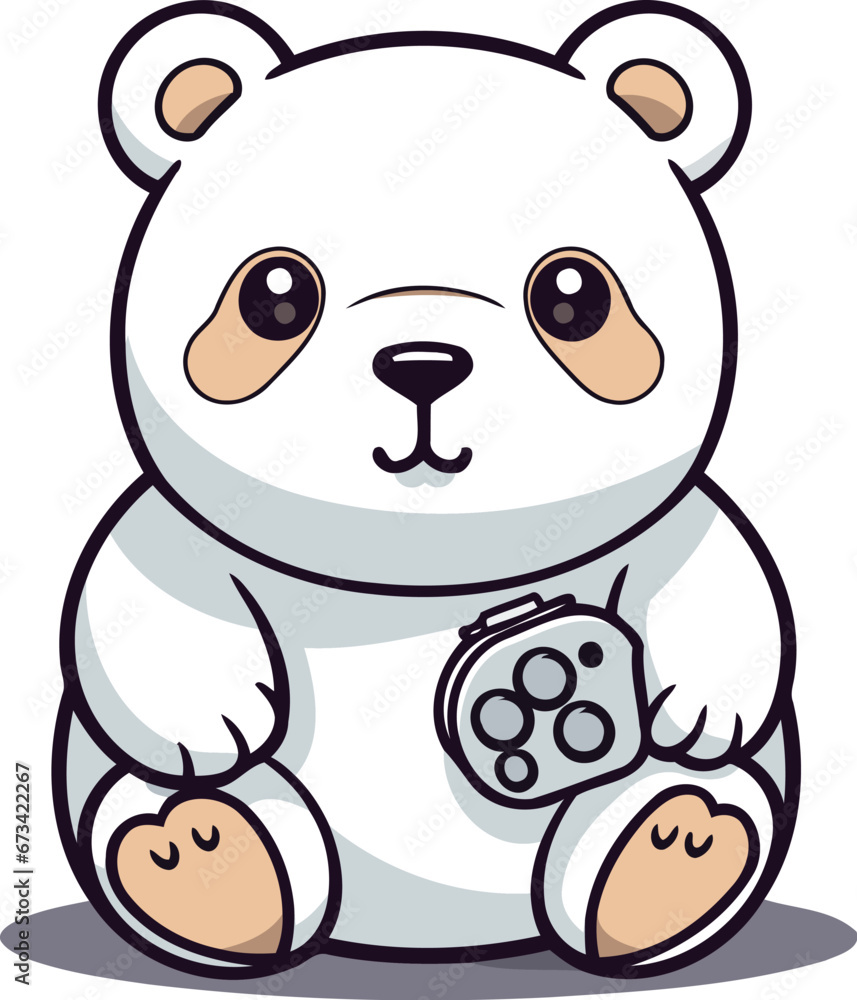 Obraz premium Cute cartoon panda bear sitting on the floor vector illustration.
