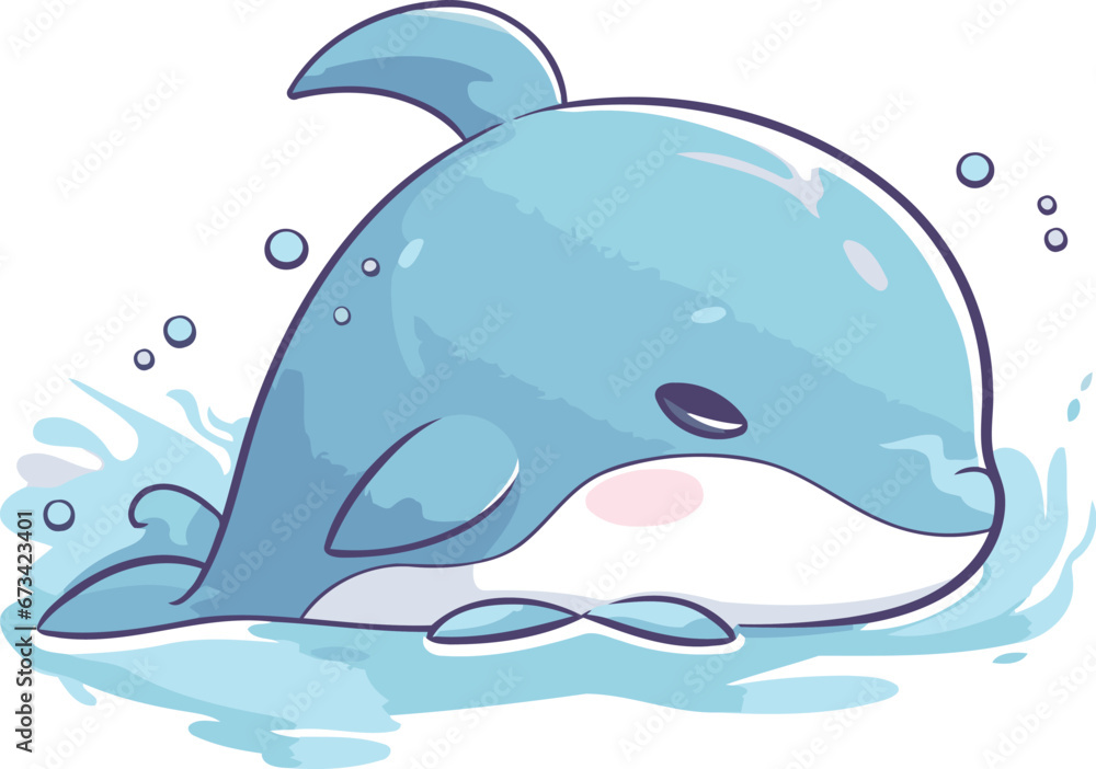 Naklejka premium Cute cartoon killer whale. Vector illustration isolated on white background.