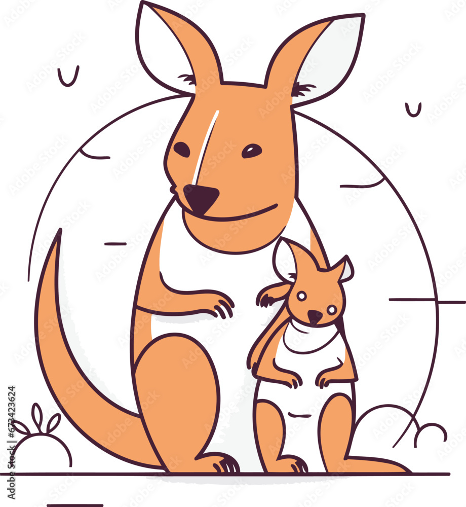 Cute kangaroo with baby kangaroo. Vector illustration Cute kangaroo with baby kangaroo. Vector illustration