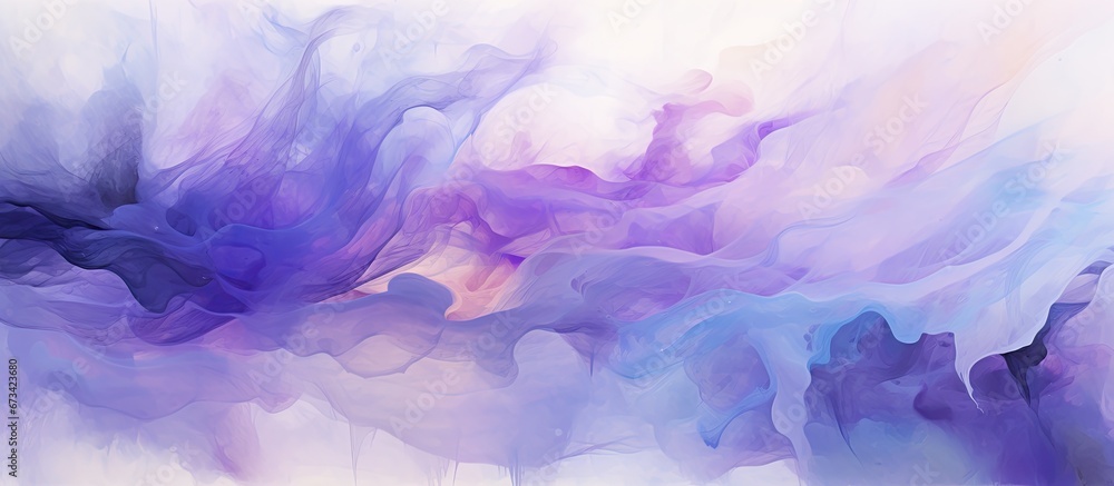 Fashionable fractal artwork with a surreal and cosmic touch showcasing an abstract watercolor background adorned with a stylish purple pattern This trendy template is ideal for design produ