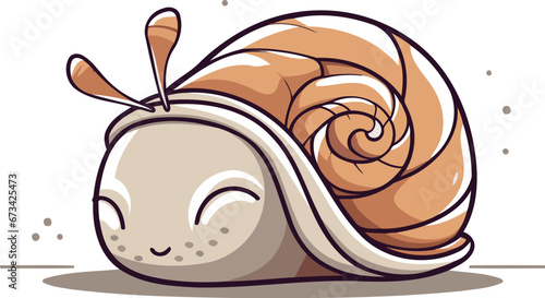 Cartoon snail on a white background. Vector illustration of a snail.