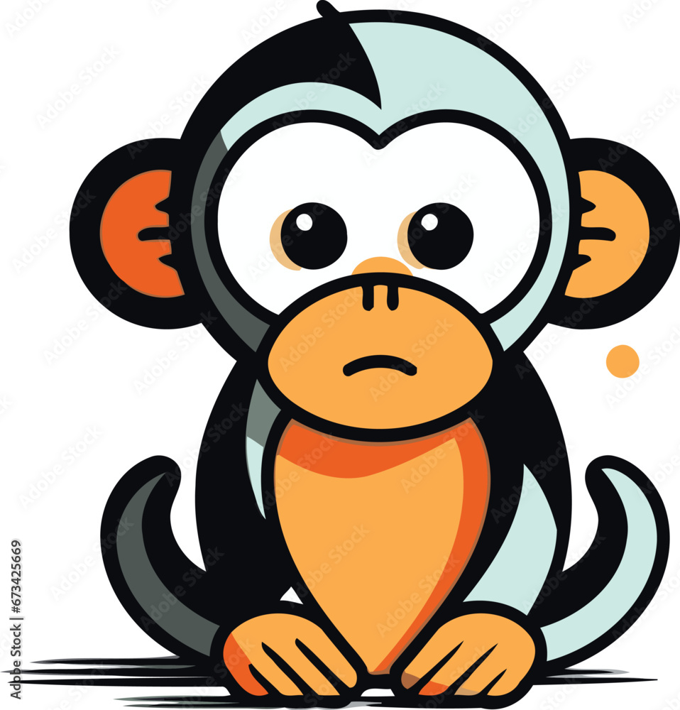 Fototapeta premium Cute cartoon monkey isolated on a white background. Vector illustration.
