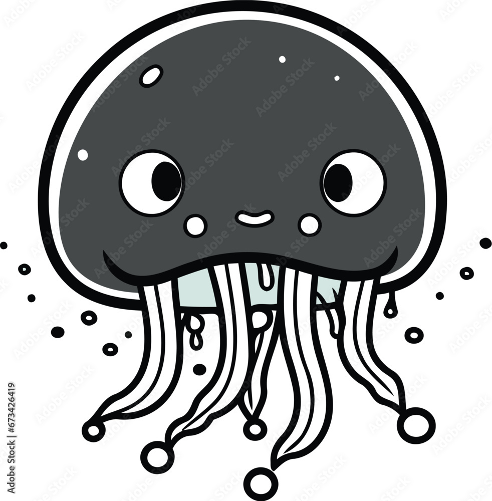 Cute cartoon jellyfish. Vector illustration isolated on white background. Cute cartoon jellyfish. Vector illustration isolated on white background.