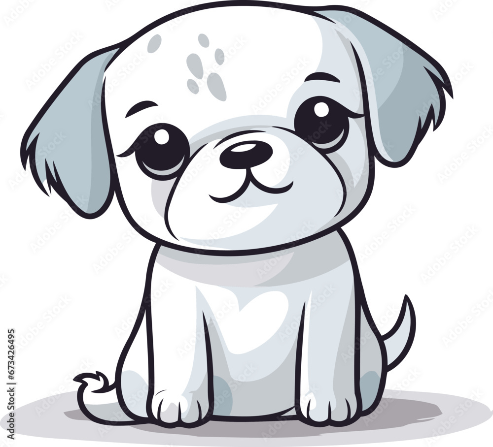 Cute cartoon dog isolated on a white background. Vector illustration. Cute cartoon dog isolated on a white background. Vector illustration.