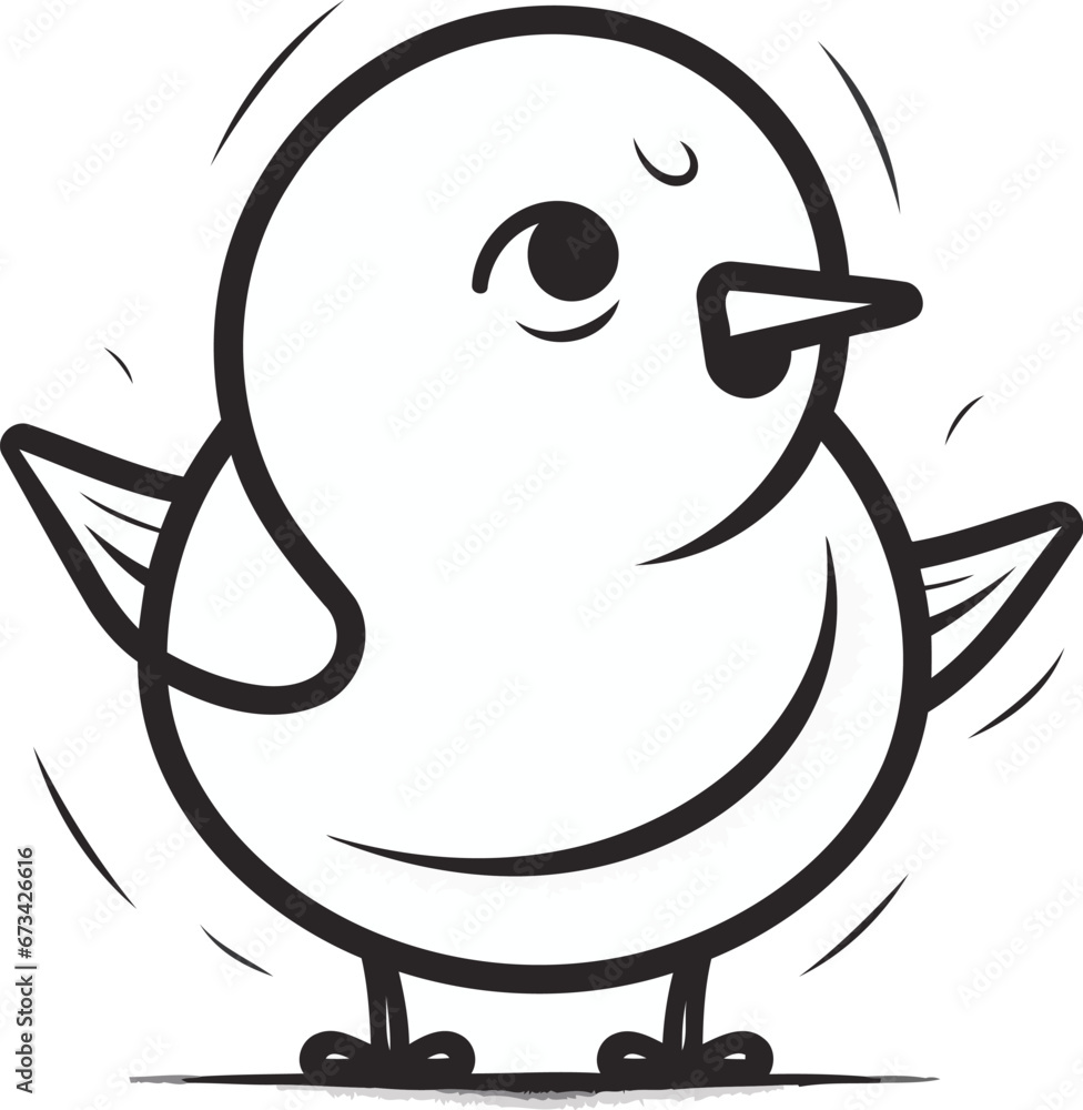 Cute cartoon bird. Vector illustration isolated on a white background. Cute cartoon bird. Vector illustration isolated on a white background.