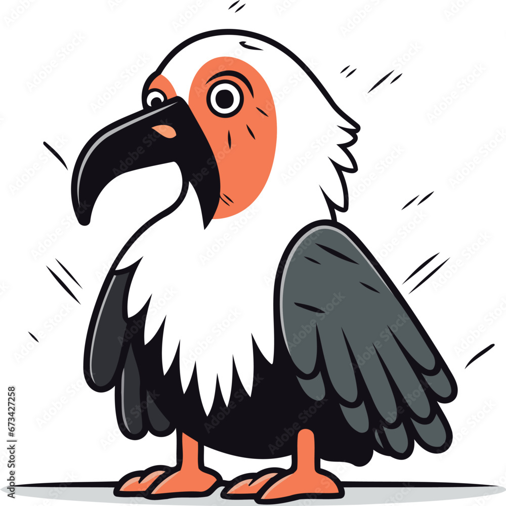 Obraz premium Cartoon vulture. Vector illustration of a vulture on a white background.