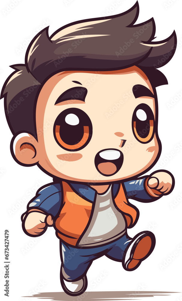 Vector illustration of a little boy running on a white background. Cartoon style. Vector illustration of a little boy running on a white background. Cartoon style.