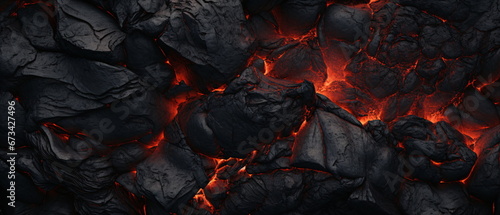 molten lava texture for the background. Burning Floors concept of Armageddon or Hell. Fiery Lava and rock backdrop with atmospheric light grunge texture Wide banner. Generative ai photo
