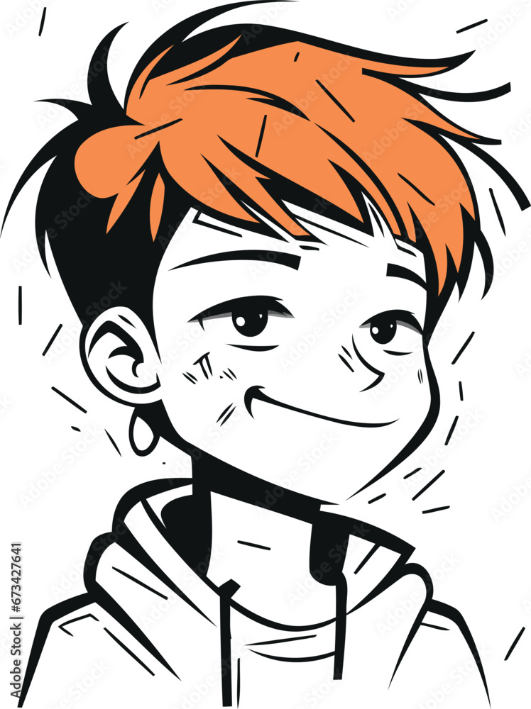 Vector illustration of a boy with an orange hair and a short haircut Vector illustration of a boy with an orange hair and a short haircut