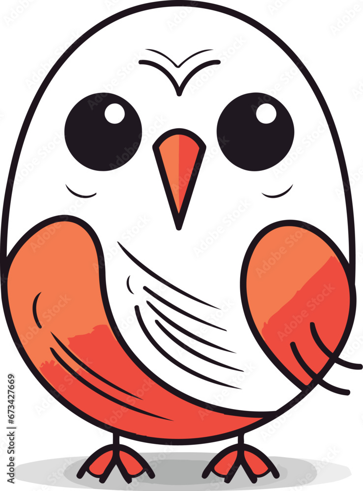 Fototapeta premium Cute cartoon bird. Isolated on white background. Vector illustration.