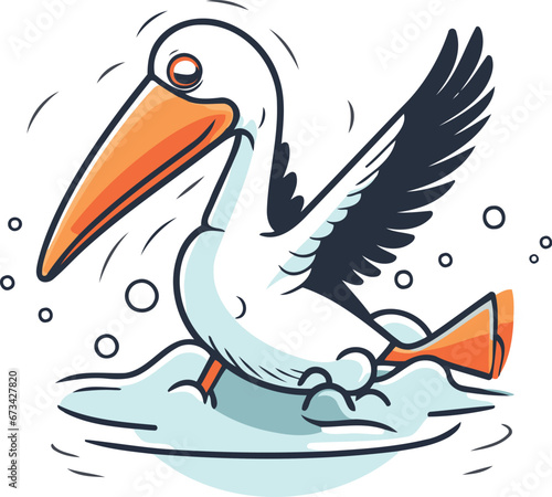 Pelican vector icon. Cartoon illustration of pelican vector icon for web design photo