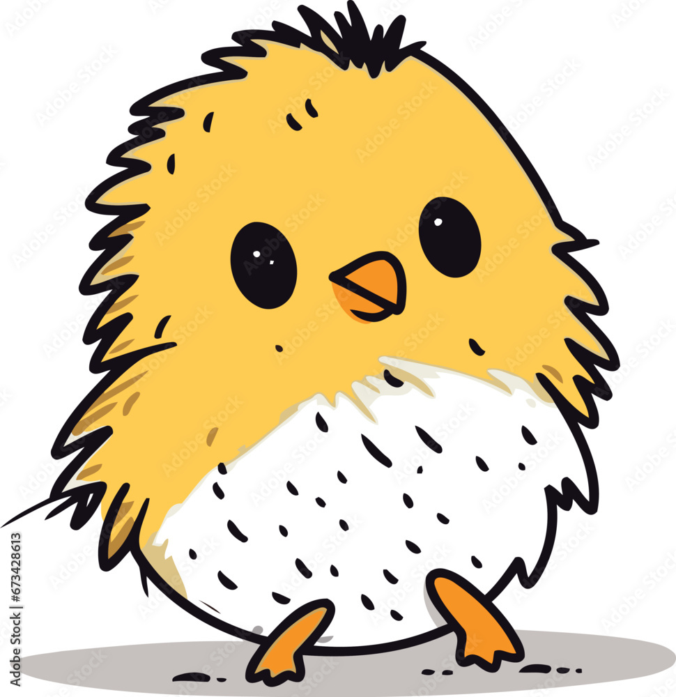 Obraz premium Cute little chick on white background. Vector illustration. Cartoon style.