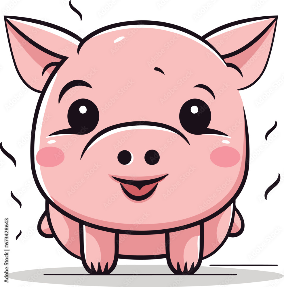 Smiling piglet cartoon vector illustration. Cute piglet character. Smiling piglet cartoon vector illustration. Cute piglet character.