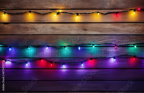 Rustic Christmas Wood with Colorful Lights