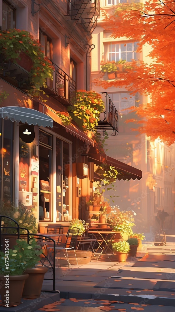 Fototapeta premium Street in the city. AI generated art illustration.