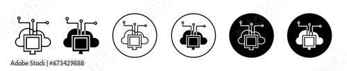edge computing Icon set. cloud computing vector symbol in black filled and outlined style.
 photo