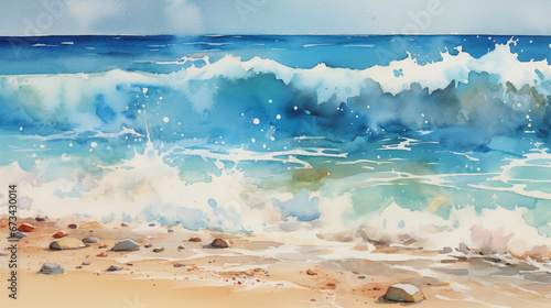 Azure Fluidity: Watercolor Painting Depicting Nature's Liquidity