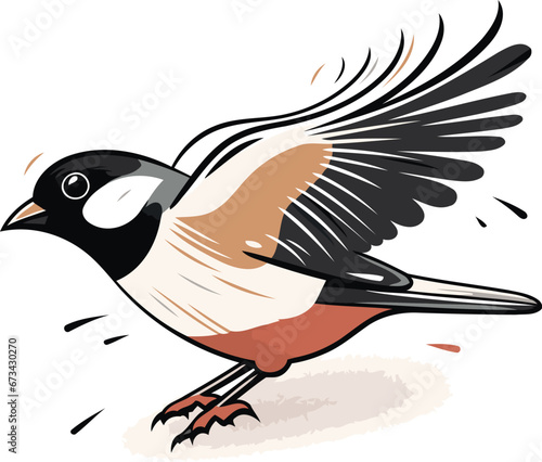 Illustration of a bullfinch bird isolated on a white background