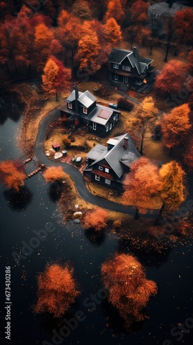 House in the forest. AI generated art illustration.