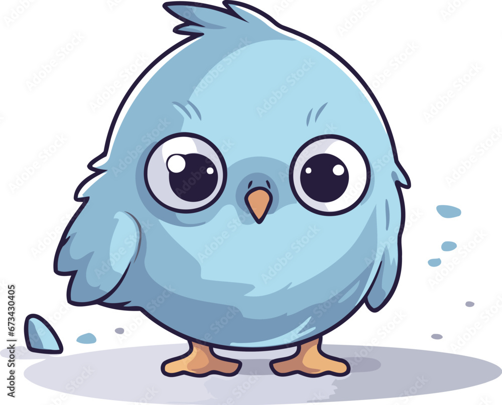 Cute blue bird isolated on white background. Vector cartoon illustration. Cute blue bird isolated on white background. Vector cartoon illustration.