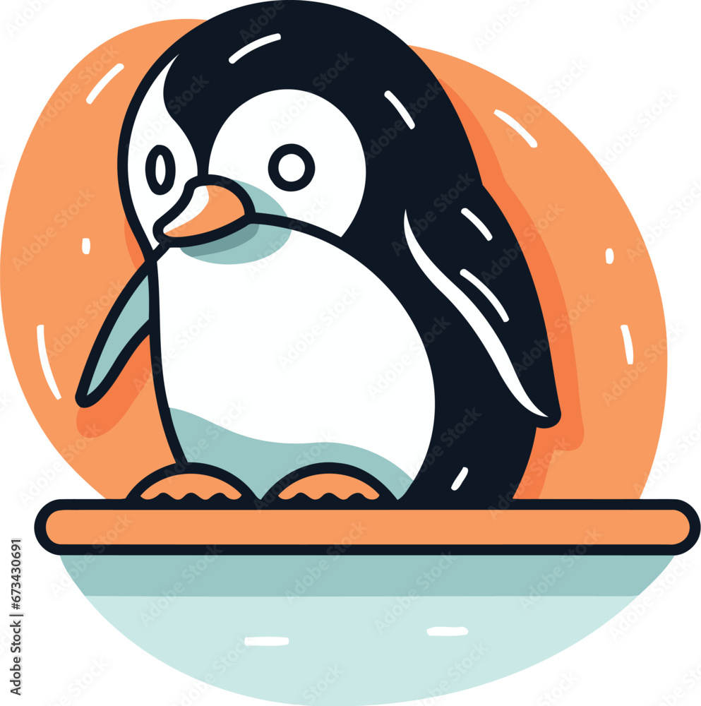 Obraz premium Cute cartoon penguin. Vector illustration of a cute penguin.