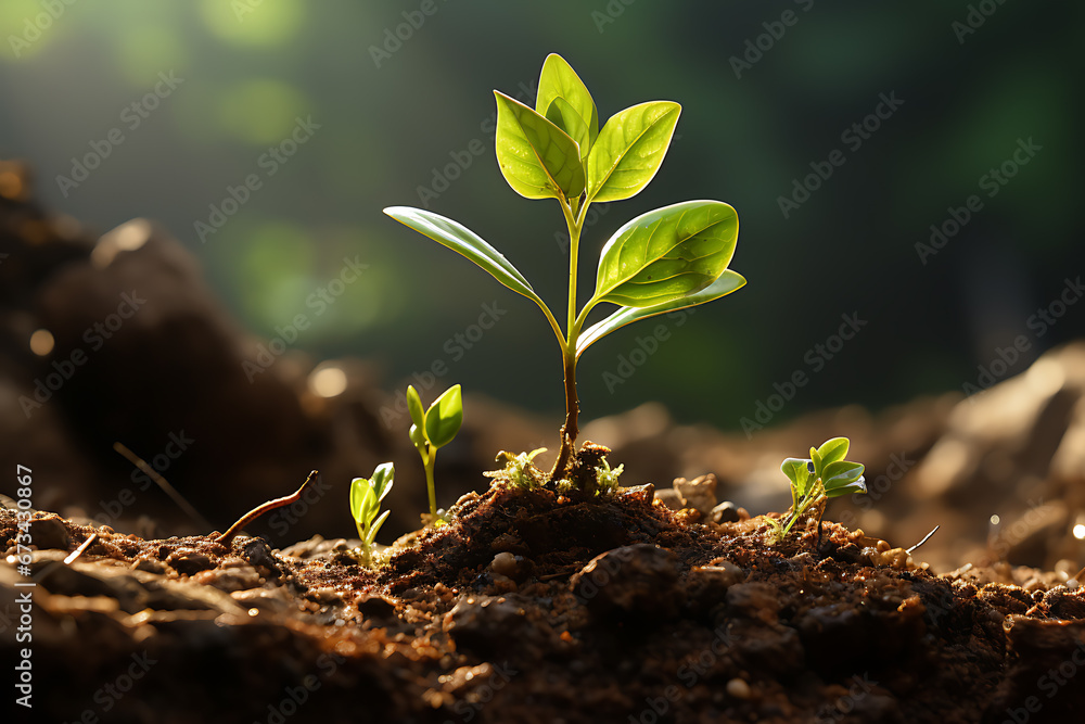 Young Plant Growing In Sunlight Young Plant Growing In Sunlight