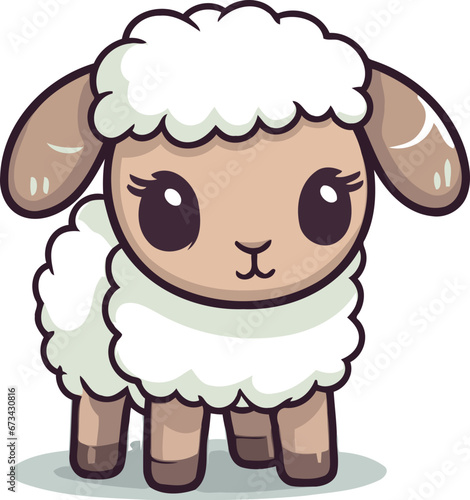 Cute sheep cartoon character. Vector illustration design isolated on white background