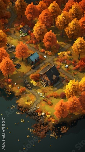 Obraz na płótnie House in the forest. AI generated art illustration. w salonie