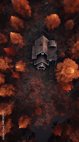 Obraz na płótnie House in the forest. AI generated art illustration. w salonie