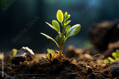 Young Plant Growing In Sunlight