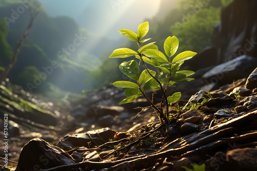 Young Plant Growing In Sunlight