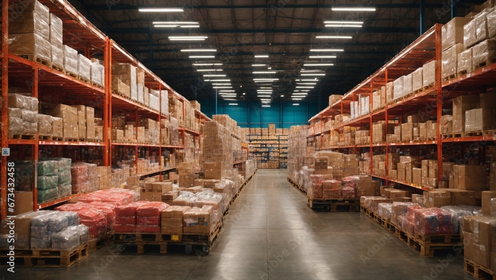 Meticulously Organized Warehouse: The Heart of Retail Excellence. Generative AI.