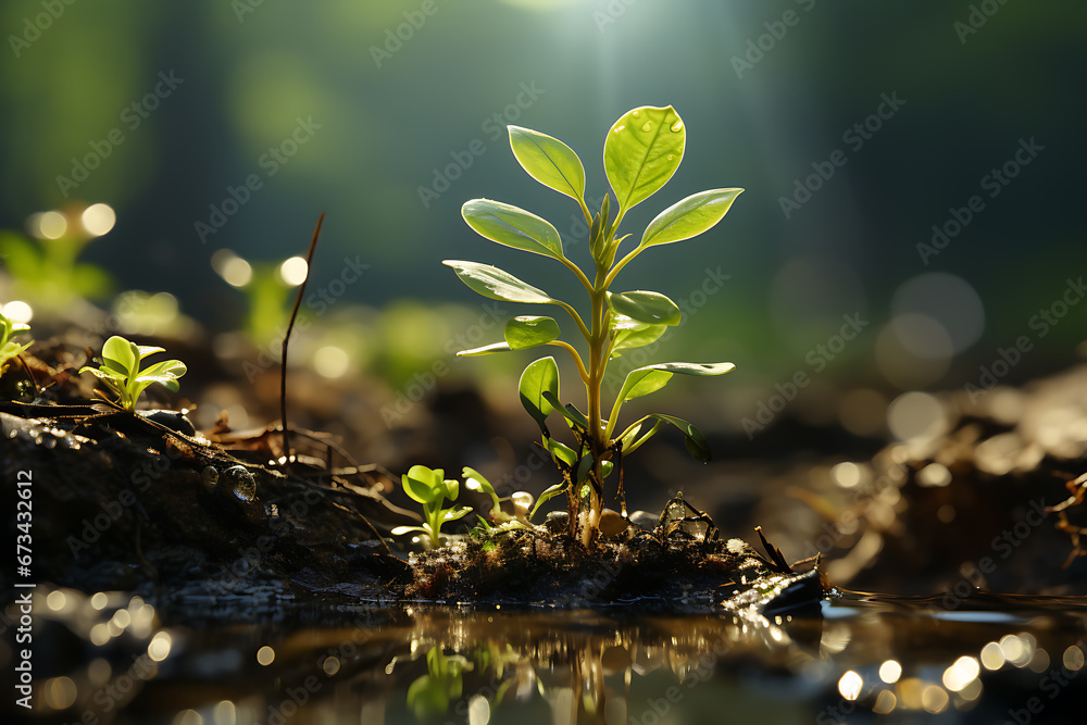 Young Plant Growing In Sunlight Young Plant Growing In Sunlight