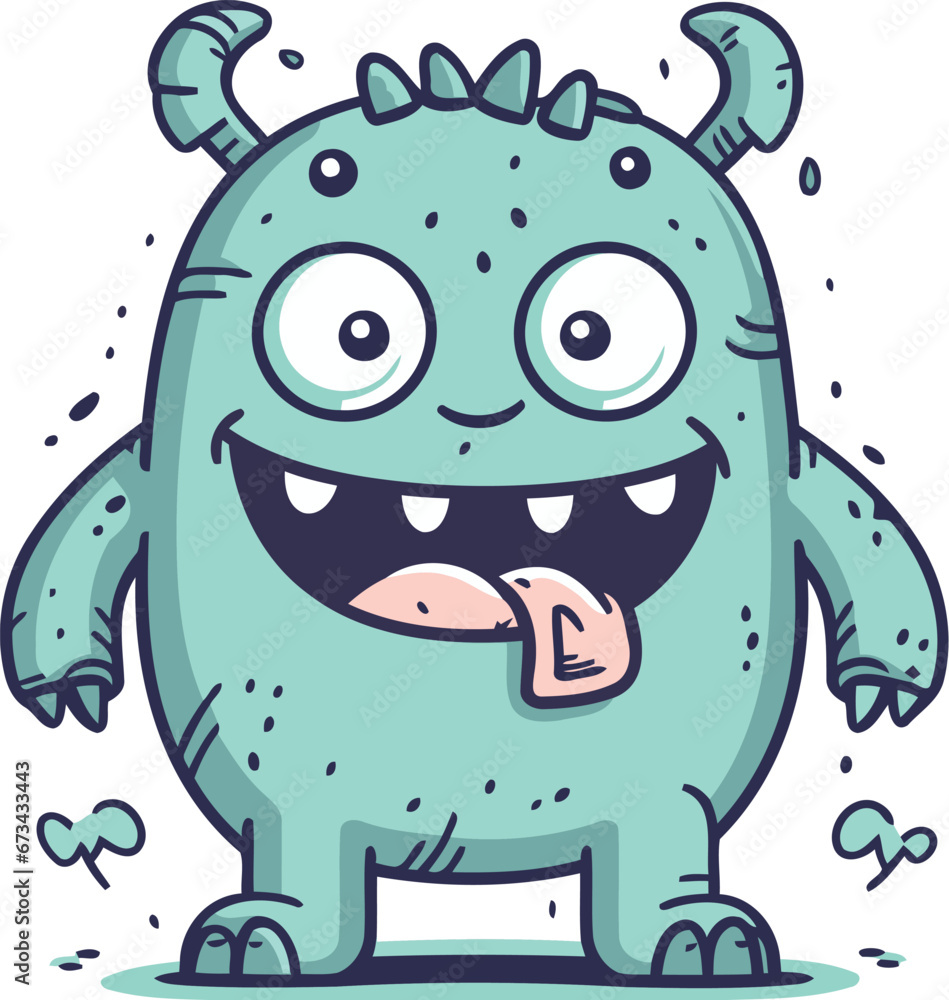Fototapeta premium Funny cartoon monster. Vector illustration. Cute monster character.