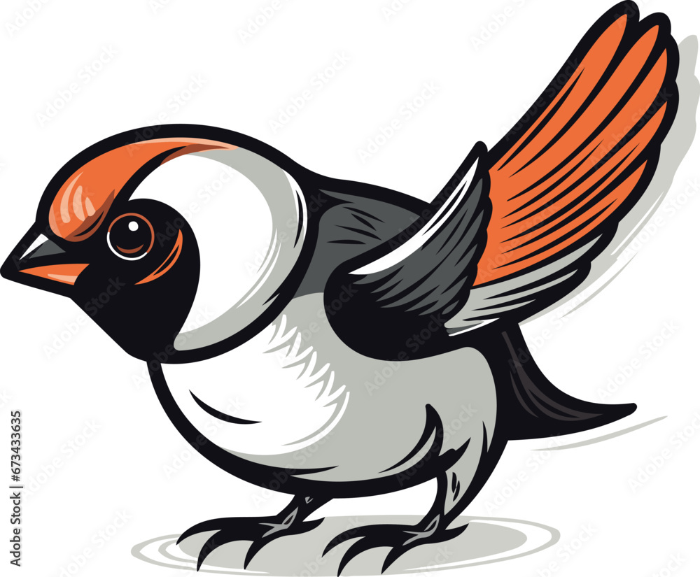 Fototapeta premium Bullfinch bird cartoon vector illustration isolated on a white background.