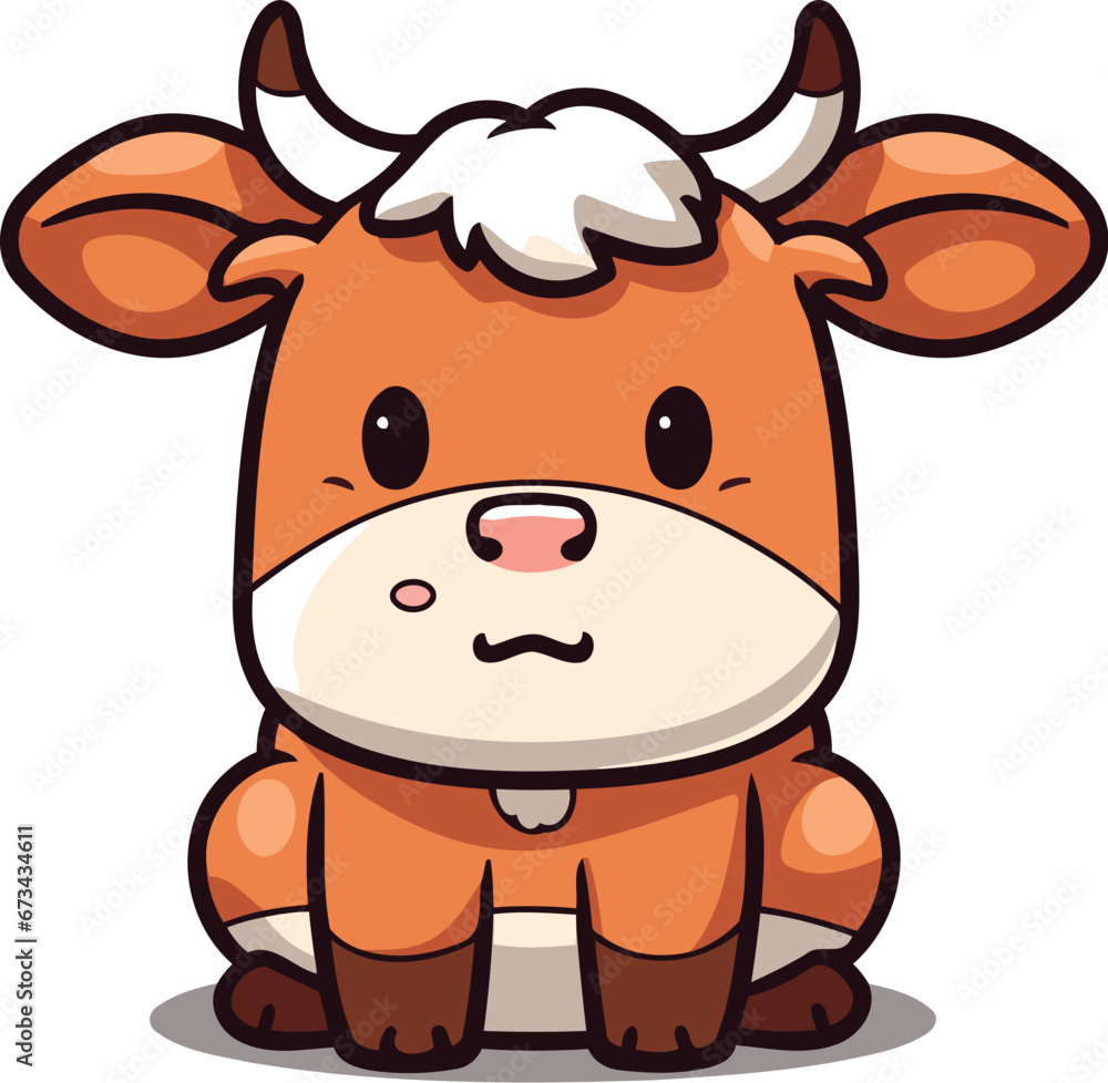 Cute cartoon cow isolated on a white background. Vector illustration. Cute cartoon cow isolated on a white background. Vector illustration.