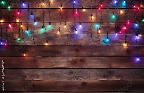 Rustic Christmas Wood with Colorful Lights